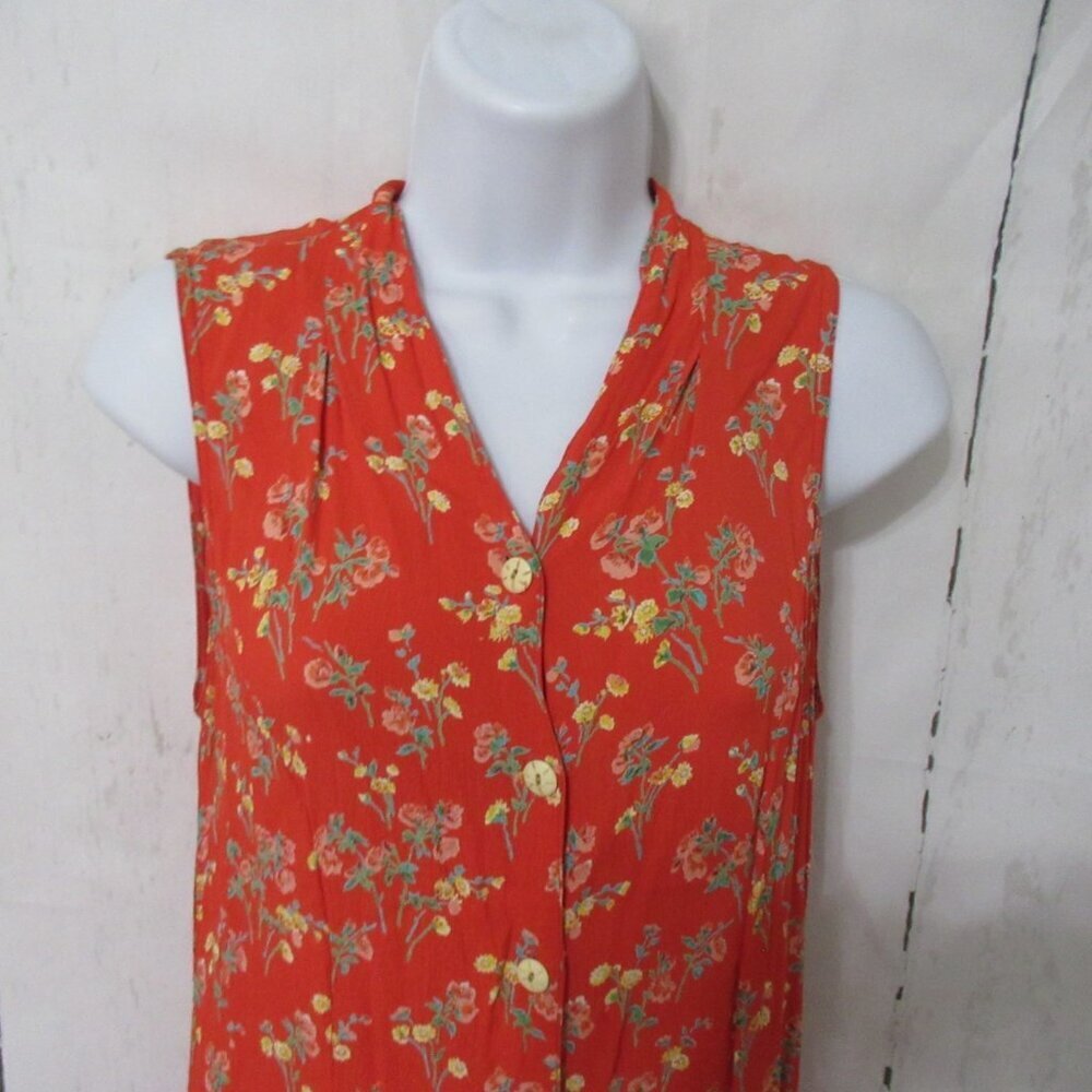 April Cornell Dress S Small Orange Floral Maxi Prairie Cottagecore - Picture 2 of 8